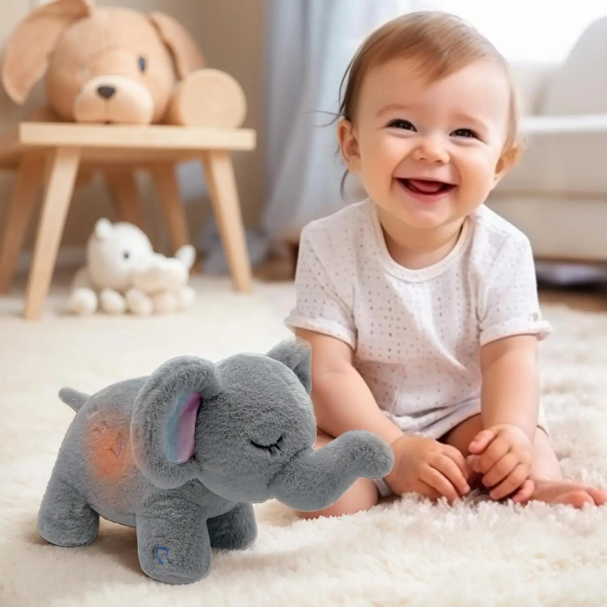 Capybara Elephant Plush Doll Toy for Babies Soothing Sleeping Companion with Music And Light Soft Sensory Stuffed Animal