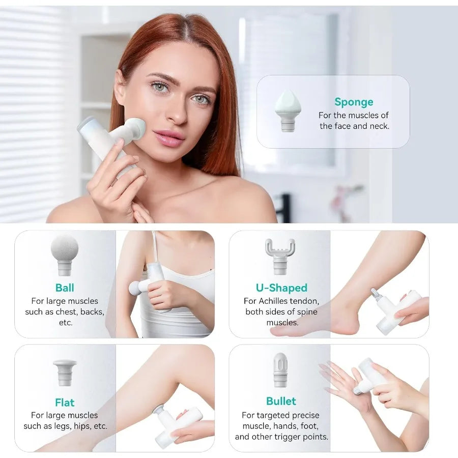 M3 Mini Massage Gun for Back Pain Relief with Facial Mode 7mm Amplitude 4 Vibration Levels Ultralight Portable and Rechargeable