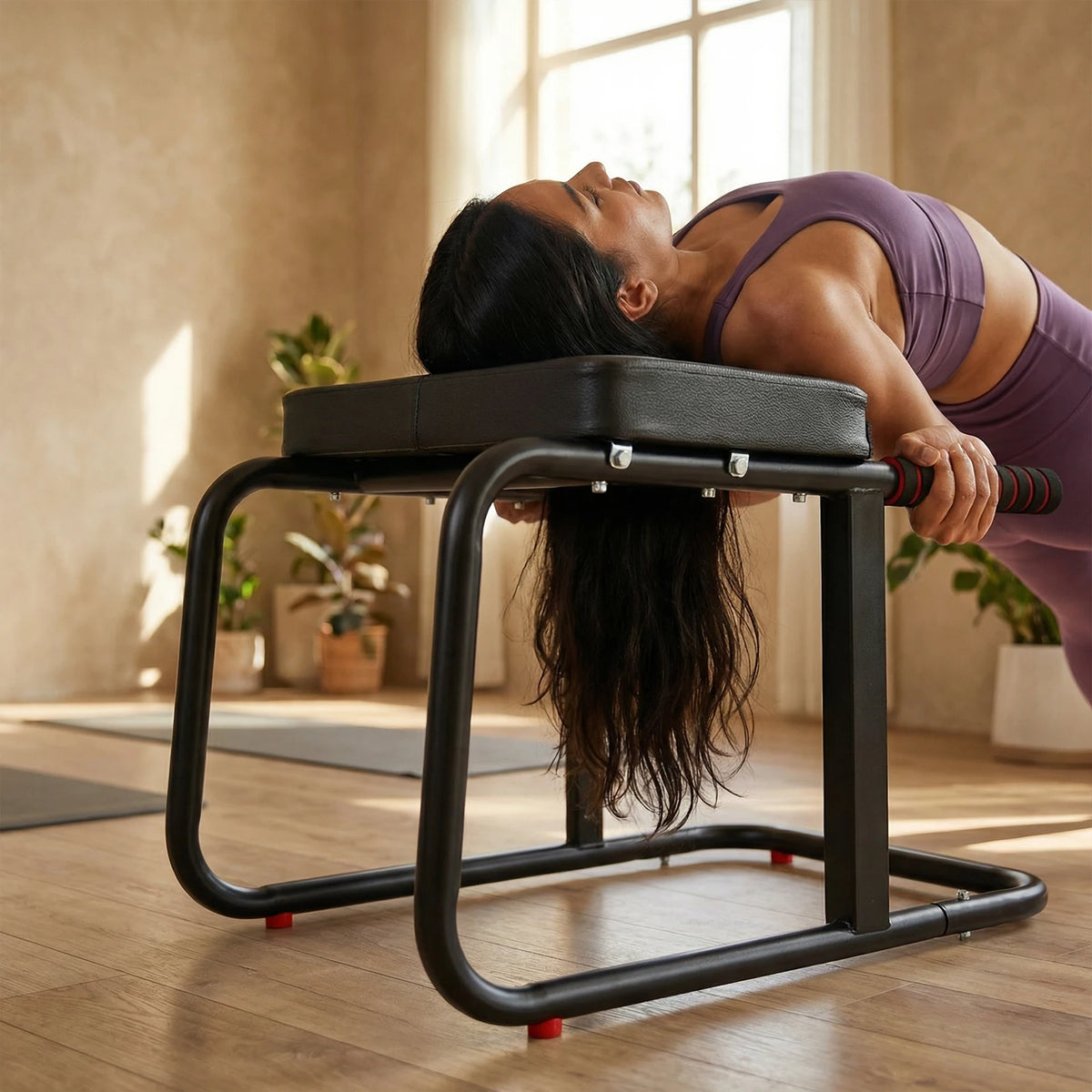 Yoga Inversion Chair for LOADING 550Lbs Handstand Trainer Bench with Anti-Slip Mat Metal Frame & PU Pads for Workout Fitness and Gym