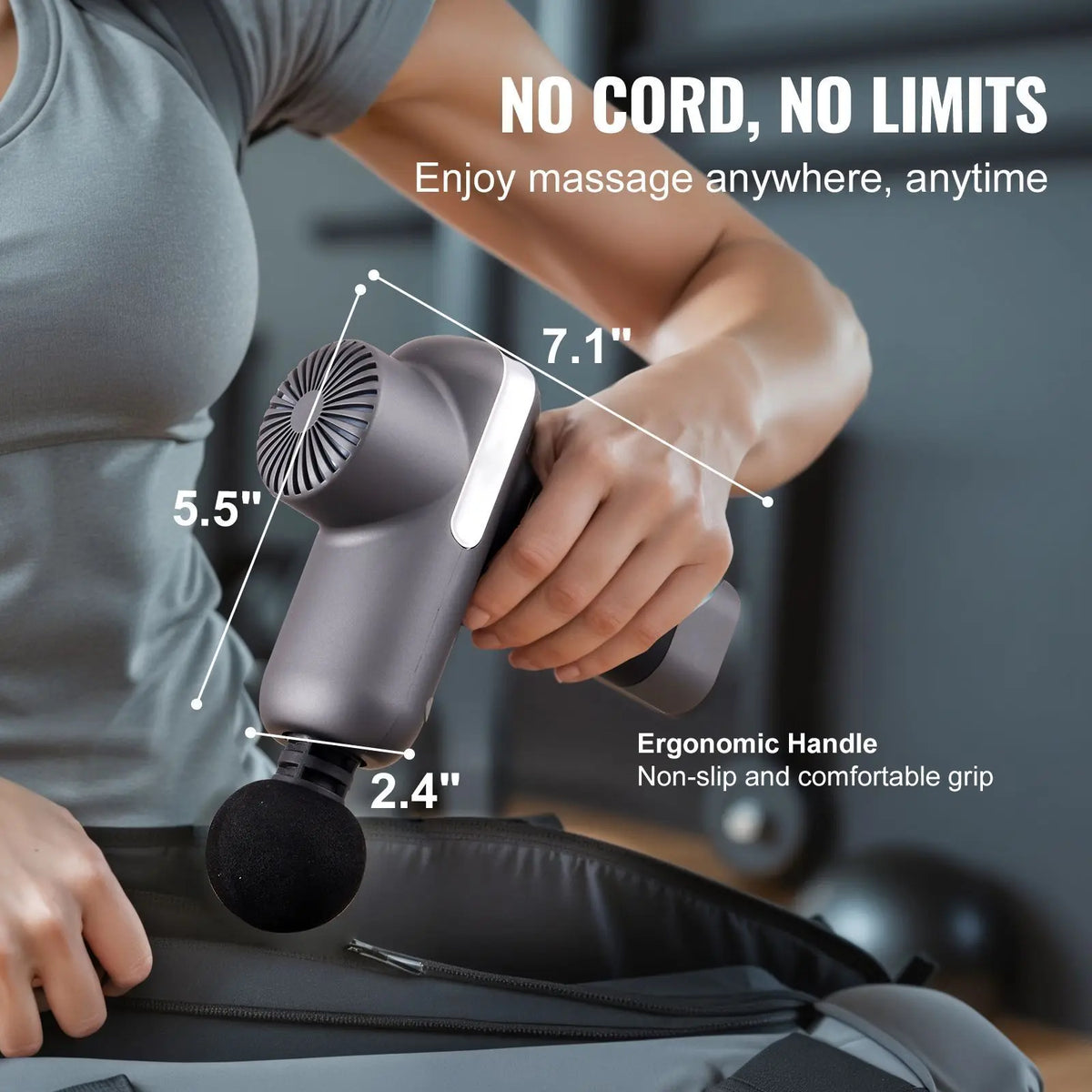 Mini Massage Gun, Percussion Muscle Massage Gun for Athletes - with 5 Speed Levels & 6 Massage Heads, 7.4V 2500mAh Batteries, Handheld Small Massage Gun for Pain Relief, Muscle Relaxation
