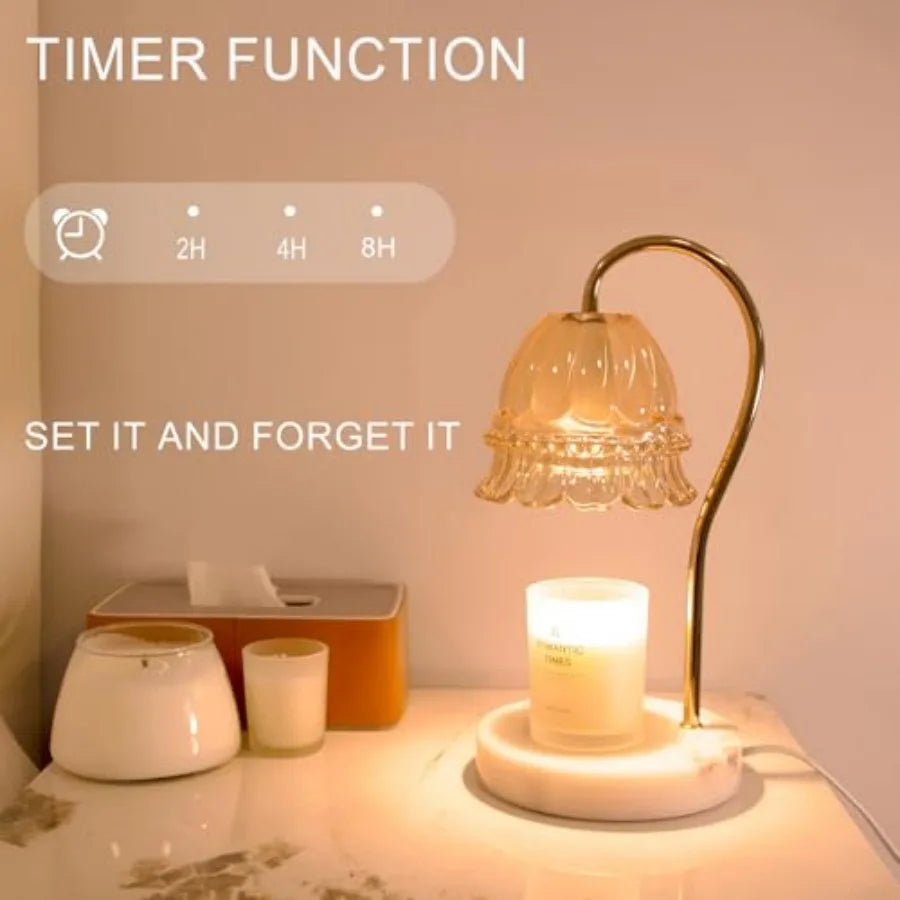 Candle Warmer Lamp with Timer and Dimmer, Electric Candle Lamp Warmer with 2 Bulbs for Scented Candle, Home Decor Gift for Her,