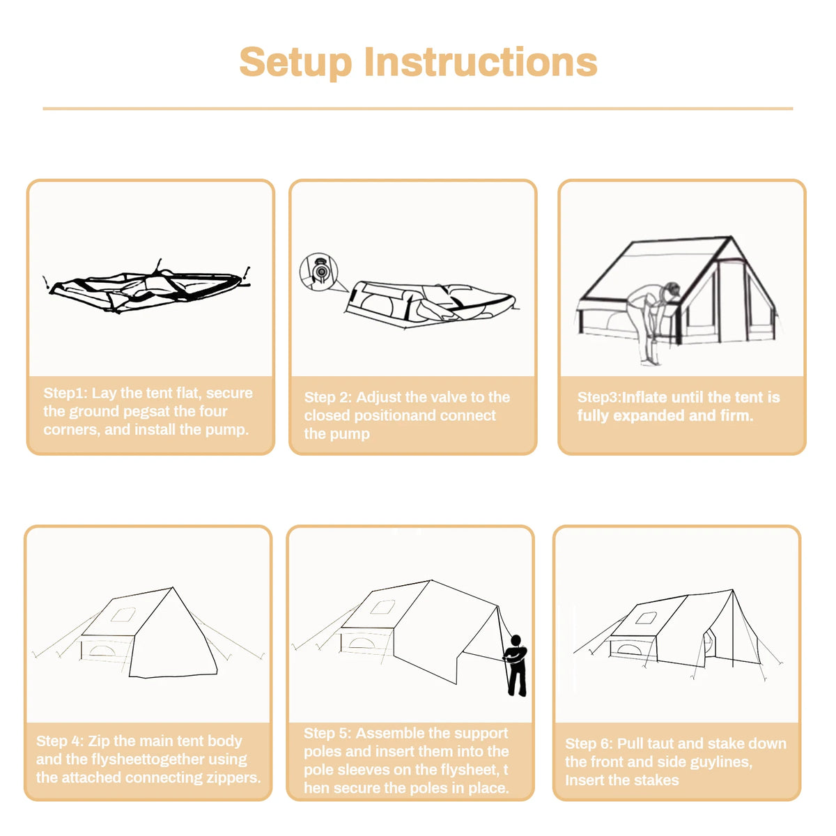 PAKICETUS Inflatable Camping Tent Luxury Glamping Tent with Roof Window Carry Bag Easy Setup Outdoor Tent for Family Weekend Trip Group Gathering, 4/6/8/10/12 Person