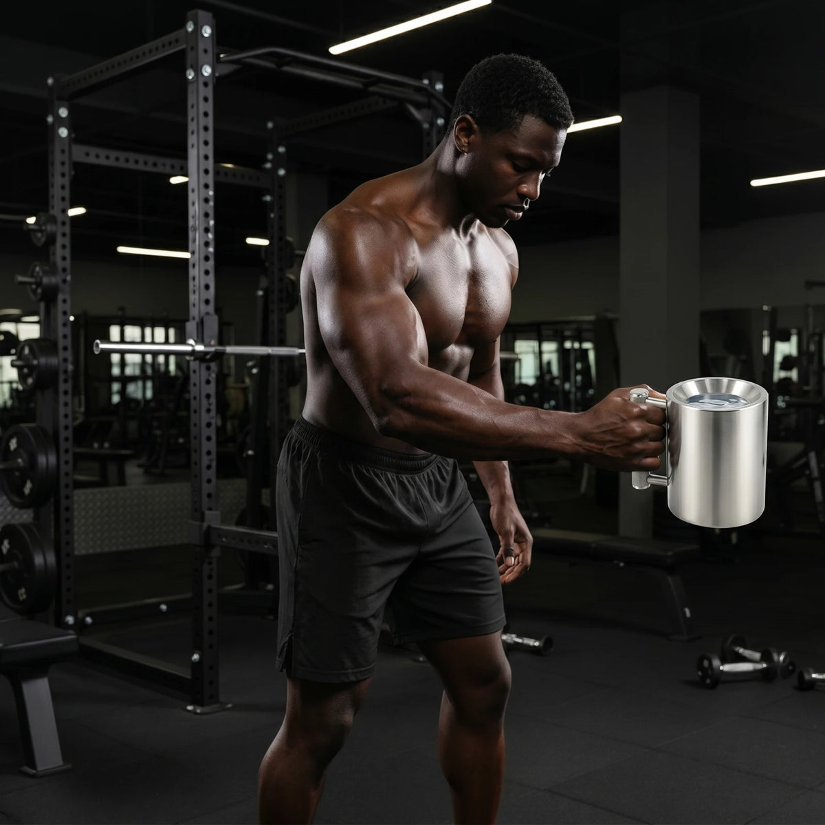 Stainless Steel Dumbbel Cup, Adjustable Kettlebell, Fitness Water Bottle, 12kg 400ml 304 Steel Dumbbell Mug, Multifunction Drinking Cup for Gym Office Home, Dual Purpose Hand Grip Muscle Training, Scratch Resistant, Unique Gi