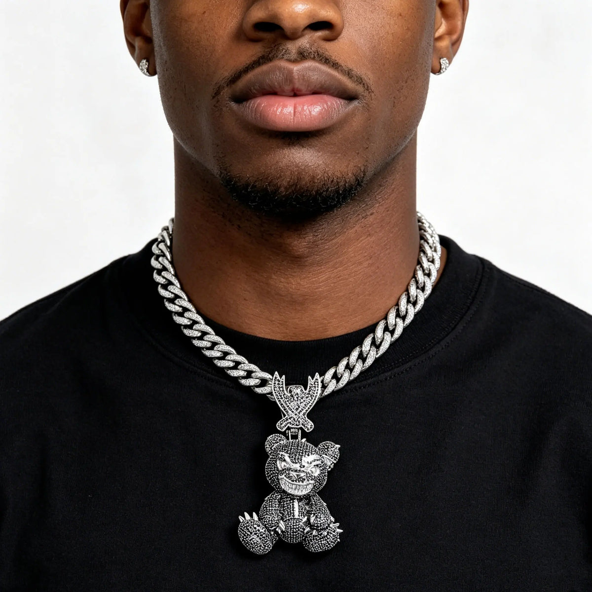 LYEE CYEE Hip Hop Animal Black Teddy Pendant Men's Concert Fashion Jewelry Men's and Women's Street Trend Unique Jewelry Birthday Gift Festival Gift Best Gift for Boyfriend