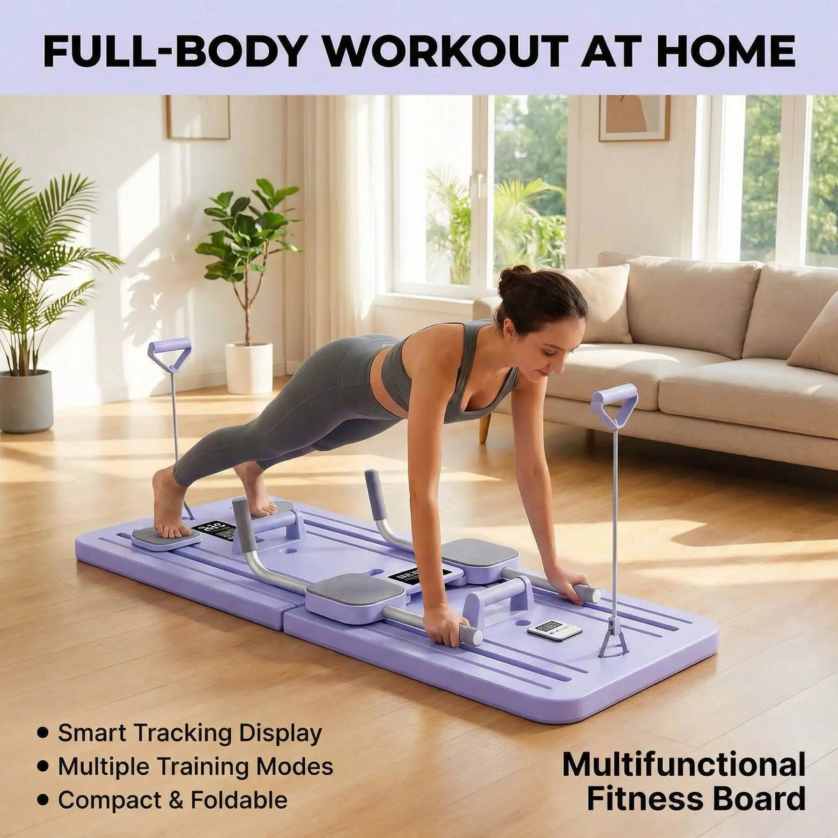 HanTai Pilates Board - 2026 Pilates Reformer Set, Multi-Purpose Foldable Pilates Reformer Board For Home, 6in1 Pilates Sliding Board-USB Port