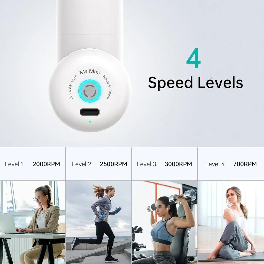 M3 Mini Massage Gun for Back Pain Relief with Facial Mode 7mm Amplitude 4 Vibration Levels Ultralight Portable and Rechargeable
