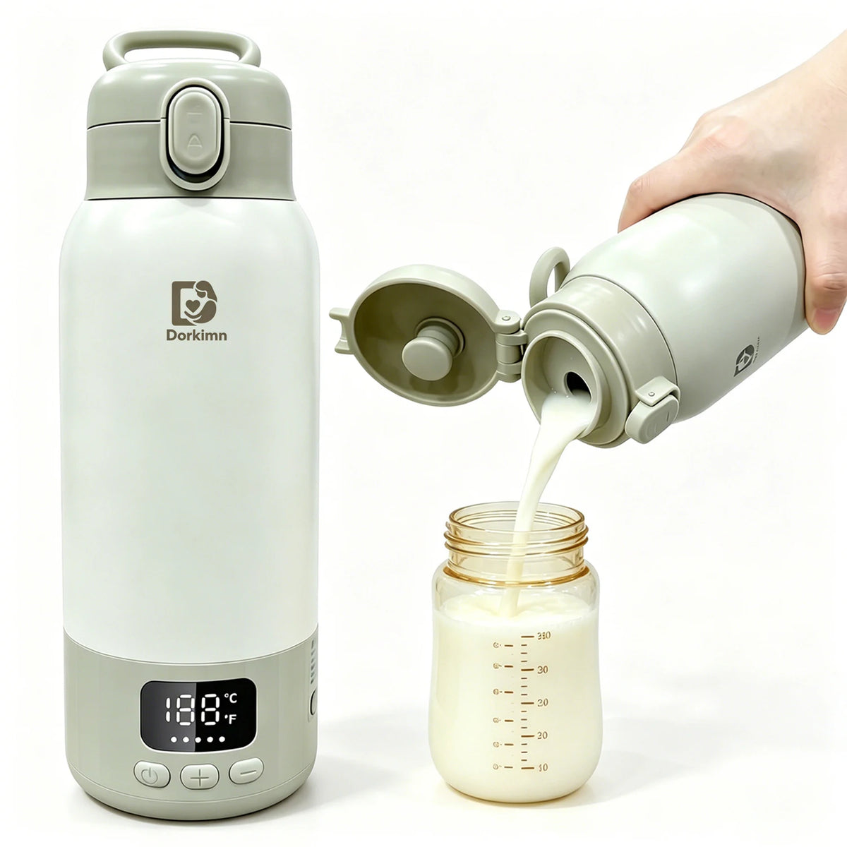 USB Rechargeable Heated Water Bottle 500ml Digital Display 55℃ Constant Temperature Large Battery Portable Cup for Travel Picnic Baby Milk Warming