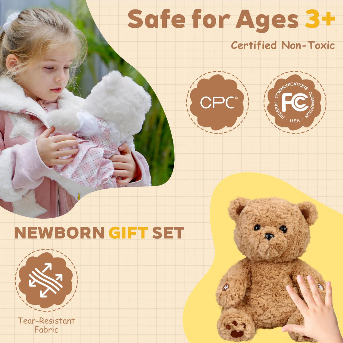 MEEMO Bear AI Plush Toy for Kids Ages 3+, Interactive Talking Teddy Bear Companion, Parent-App Controlled, 12 Languages, No Subscription, Birthday Gift for Boys Girls
