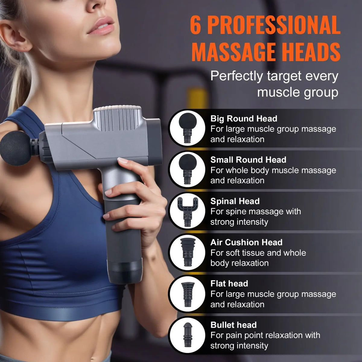 Mini Massage Gun, Percussion Muscle Massage Gun for Athletes - with 5 Speed Levels & 6 Massage Heads, 7.4V 2500mAh Batteries, Handheld Small Massage Gun for Pain Relief, Muscle Relaxation
