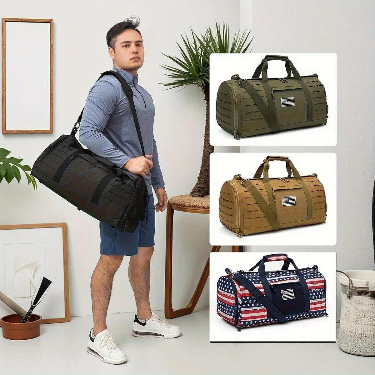 40L Sports Fitness Bag Tactical Travel Tote Men's Fitness Training Shoes Basketball Travel Bag Handy Luggage
