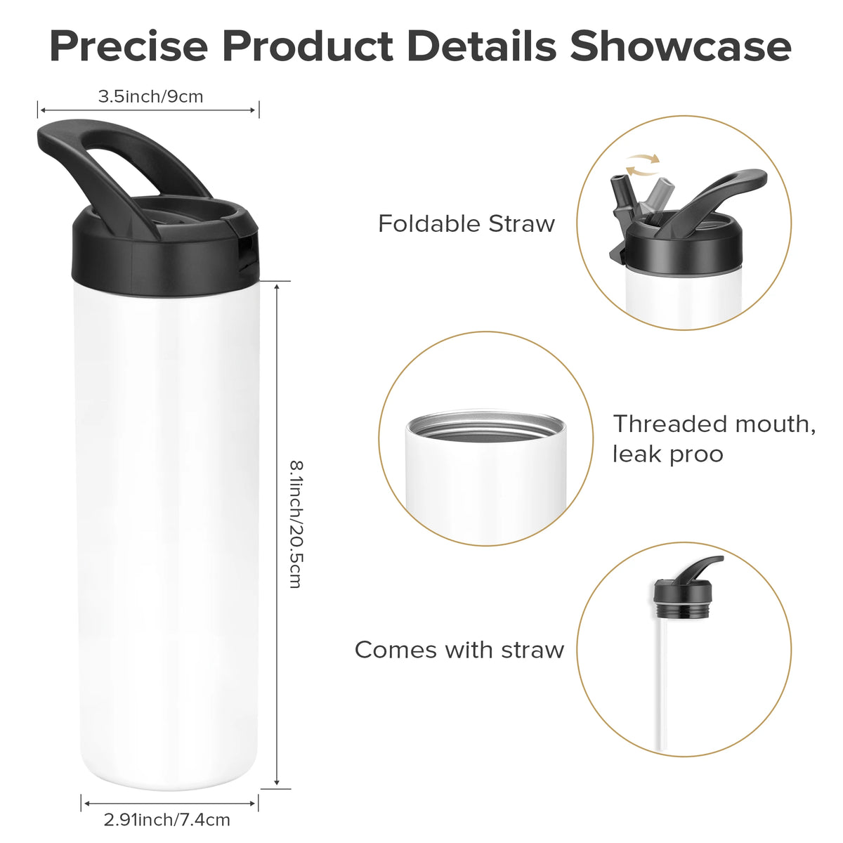 Sublimation Tumblers,12/25 Pack 20 oz Skinny Straight Sports Water Bottles Mugs,for Tumbler Press Machine Sublimation Print