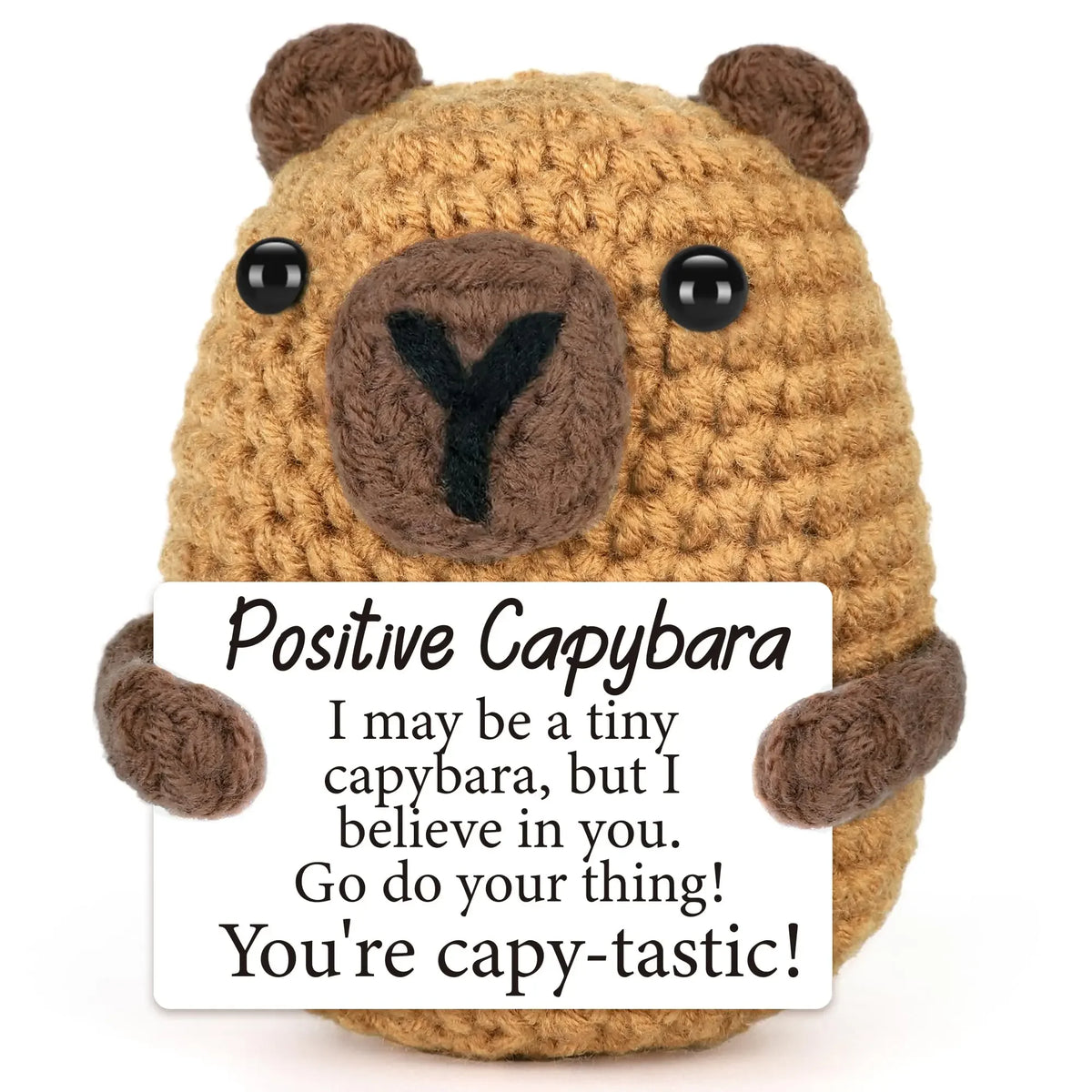 1PC A Cute and Uplifting Crocheted Capybara Gift, Complete with an Encouragement Card, a Supportive Crocheted Ornament, and a Handmade Plush Crocheted Doll. Perfect as a Birthday Gift, Desktop Decoration, or Christmas Gift Ex