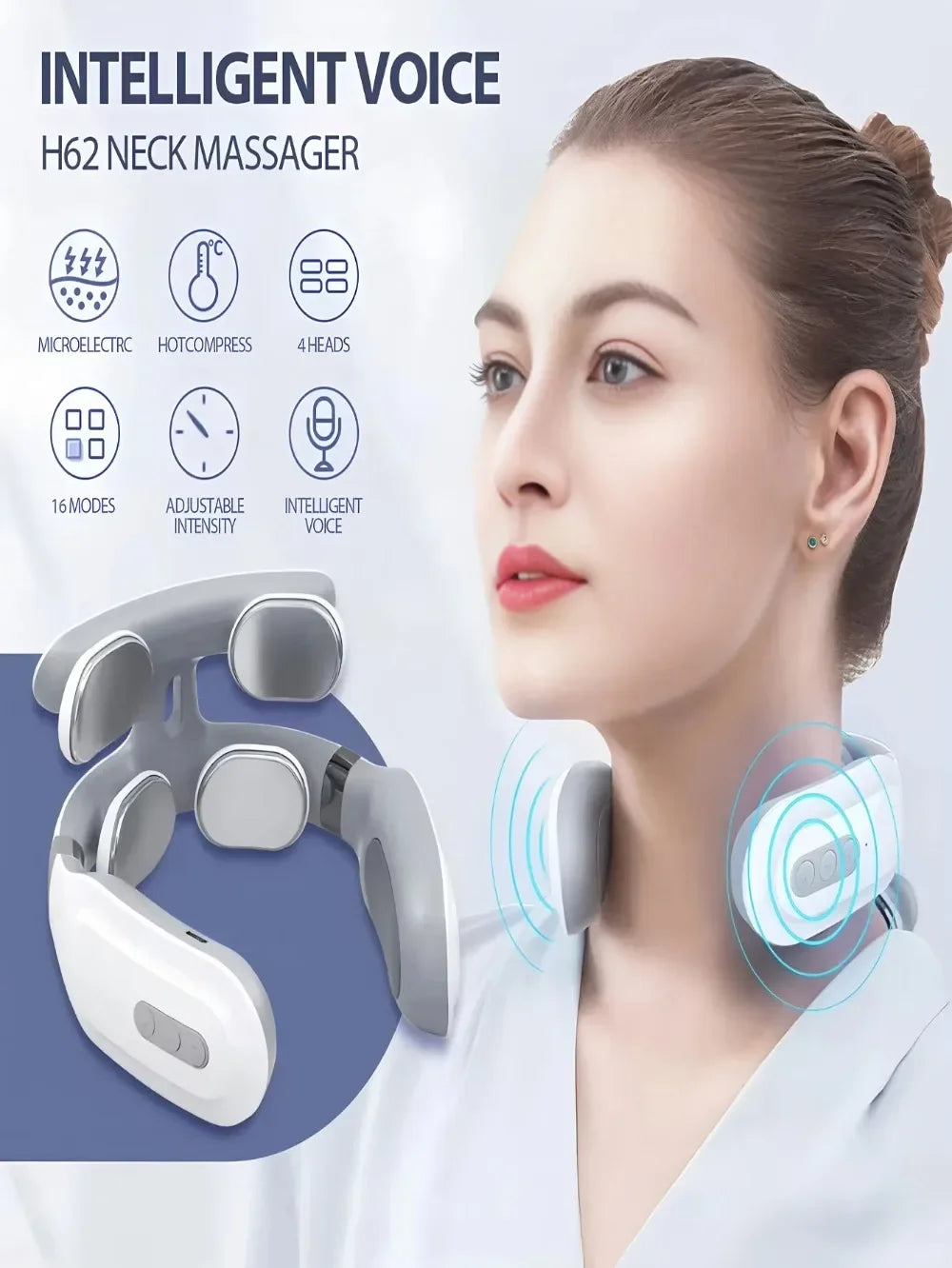 1 Pc Smart Portable Neck Shoulder Massager, Rechargeable Electric Massage Machine, Muscle Relaxation Device for Home & Office Daily Fatigue Relief