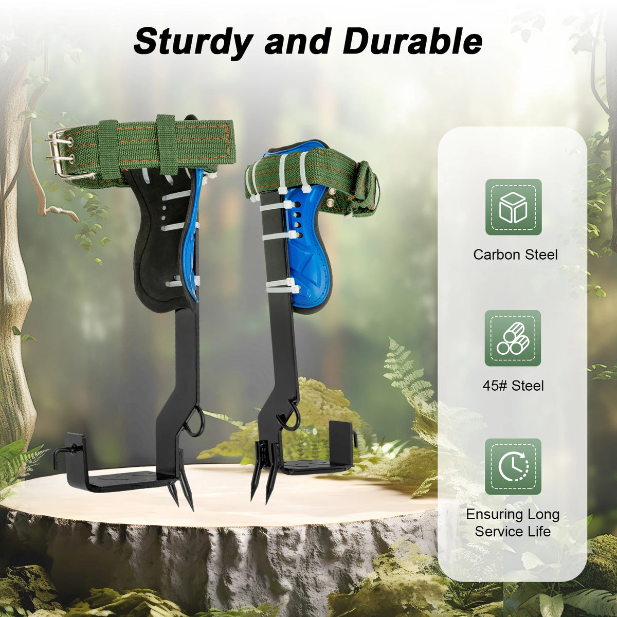 Tree Climbing Tool Arborist Spikes Kit 220lbs Load with Safety Harness Rope Foot Straps for Logging Hunting Fruit Picking Rescue