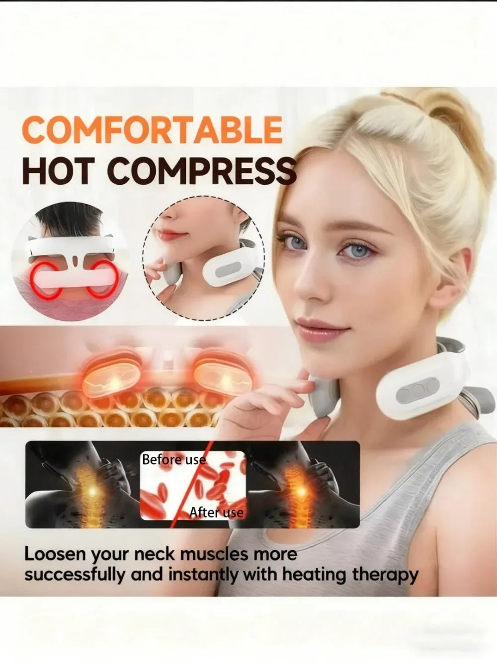 1 Pc Smart Portable Neck Shoulder Massager, Rechargeable Electric Massage Machine, Muscle Relaxation Device for Home & Office Daily Fatigue Relief