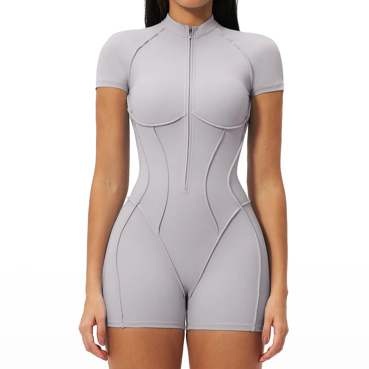 2026 Women Yoga Bodysuit Short Sleeve Zipper Jumpsuit Gym Tracksuit Sports Workout Romper Fitness One Piece Activewear Suit