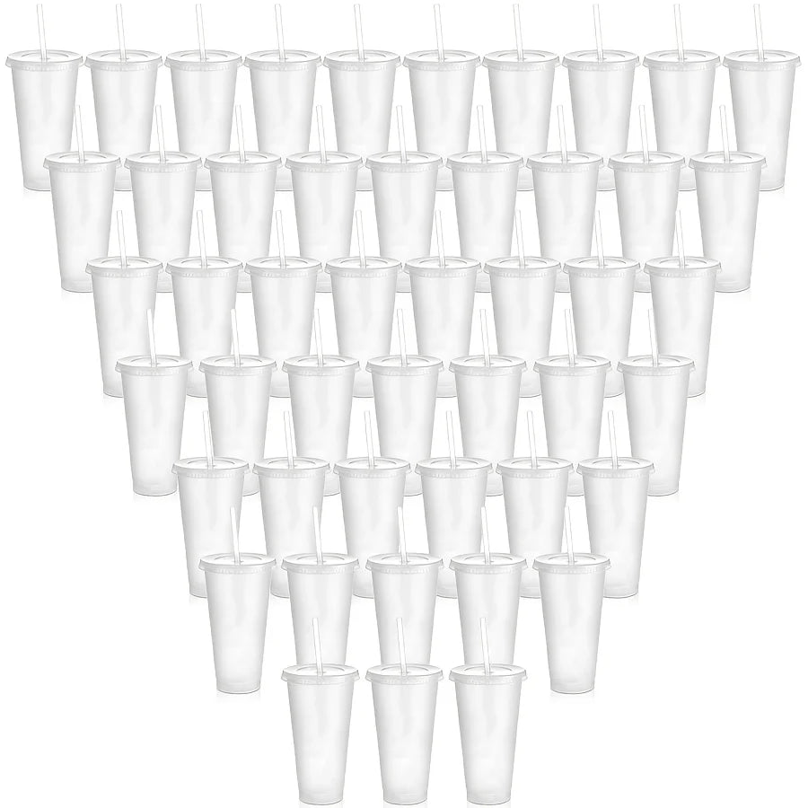 48-Pack Reusable Plastic Sports Cups - Pink, Black, and Clear Pastel Colors - Portable Coffee and Party Cups, Camping Water Bottles, Easy-to-Clean DIY Drink Cups for Weddings, Birthdays, Anniversaries, Picnics, and Easter (24