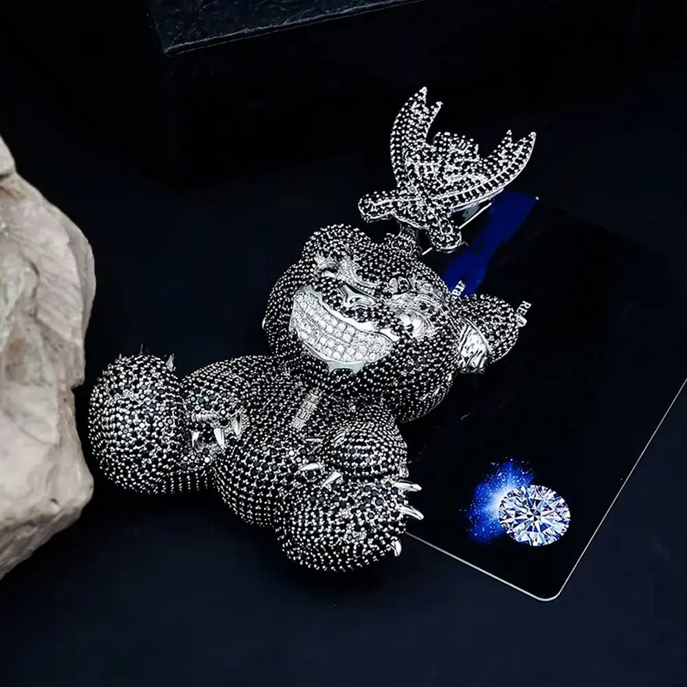 LYEE CYEE Hip Hop Animal Black Teddy Pendant Men's Concert Fashion Jewelry Men's and Women's Street Trend Unique Jewelry Birthday Gift Festival Gift Best Gift for Boyfriend