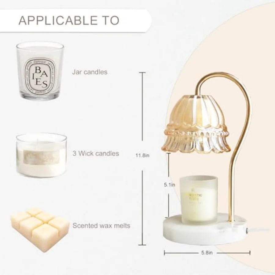 Candle Warmer Lamp with Timer and Dimmer, Electric Candle Lamp Warmer with 2 Bulbs for Scented Candle, Home Decor Gift for Her,