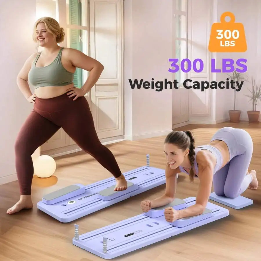 300 LBS Weight Capacity Multifunctional Fitness Board With Automatic Rebound, Core Training Ab Roller, Foldable Workout Machines - Full Body Workout Equipment, Home And Gym Pilates With Resistance Bands.Small Space Storage.