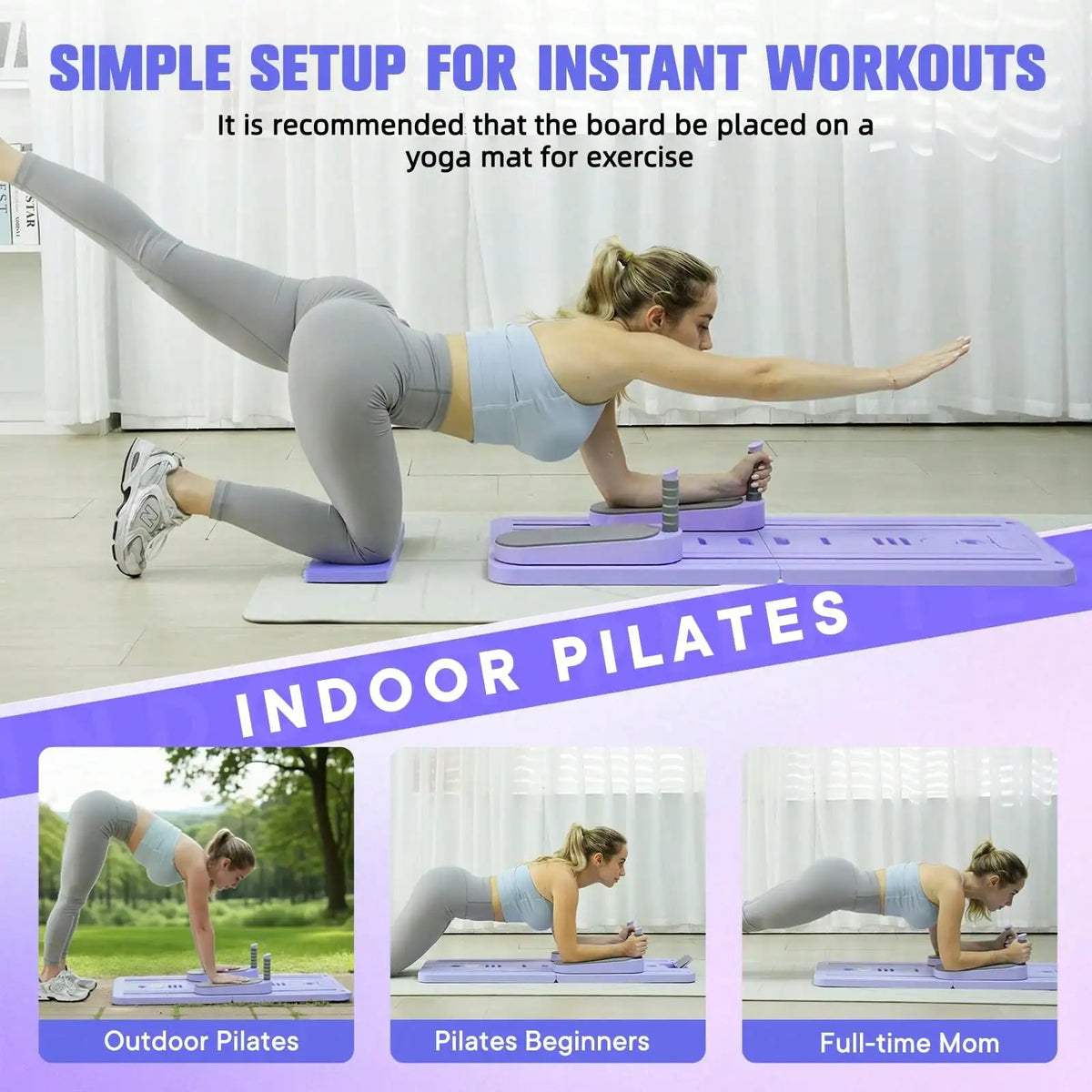 HanTai Pilates Board - 2026 Pilates Reformer Set, Multi-Purpose Foldable Pilates Reformer Board For Home, 6in1 Pilates Sliding Board-USB Port