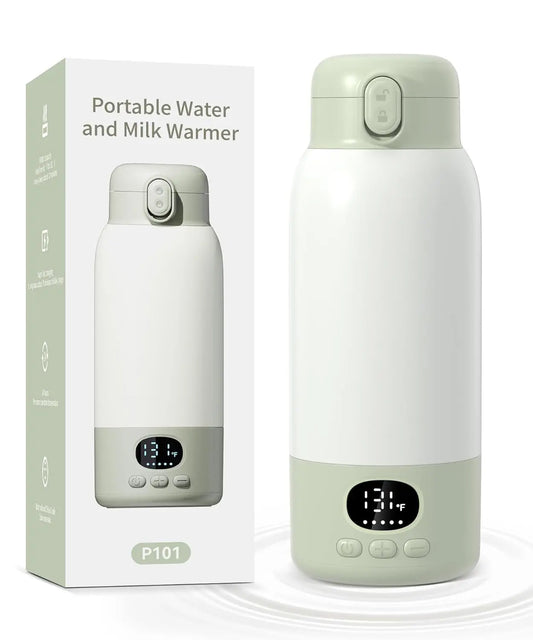 Portable Electric Heated Water Bottle 500ml Digital Display USB Rechargeable 55℃ Constant Temperature Large Battery Travel Picnic Baby Milk Warming Cup