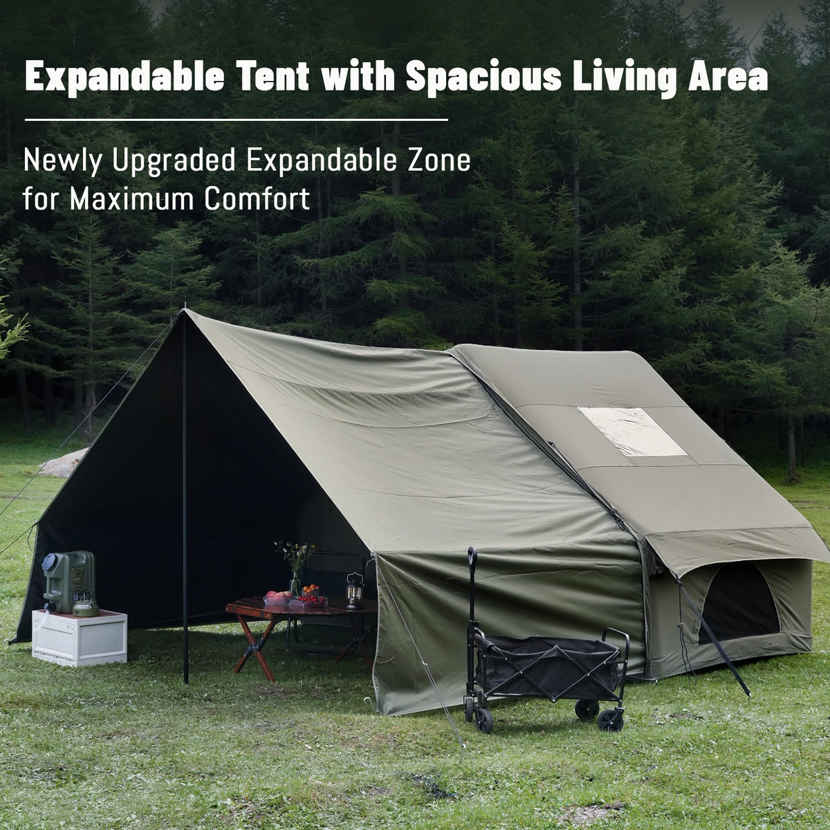 PAKICETUS Inflatable Camping Tent with Extended Sun Canopy Double Room Spacious Space for 4-6 Persons Windproof UV Protection Lightweight Portable All Weather Tent for Outdoor Hiking Family Vacation Trip