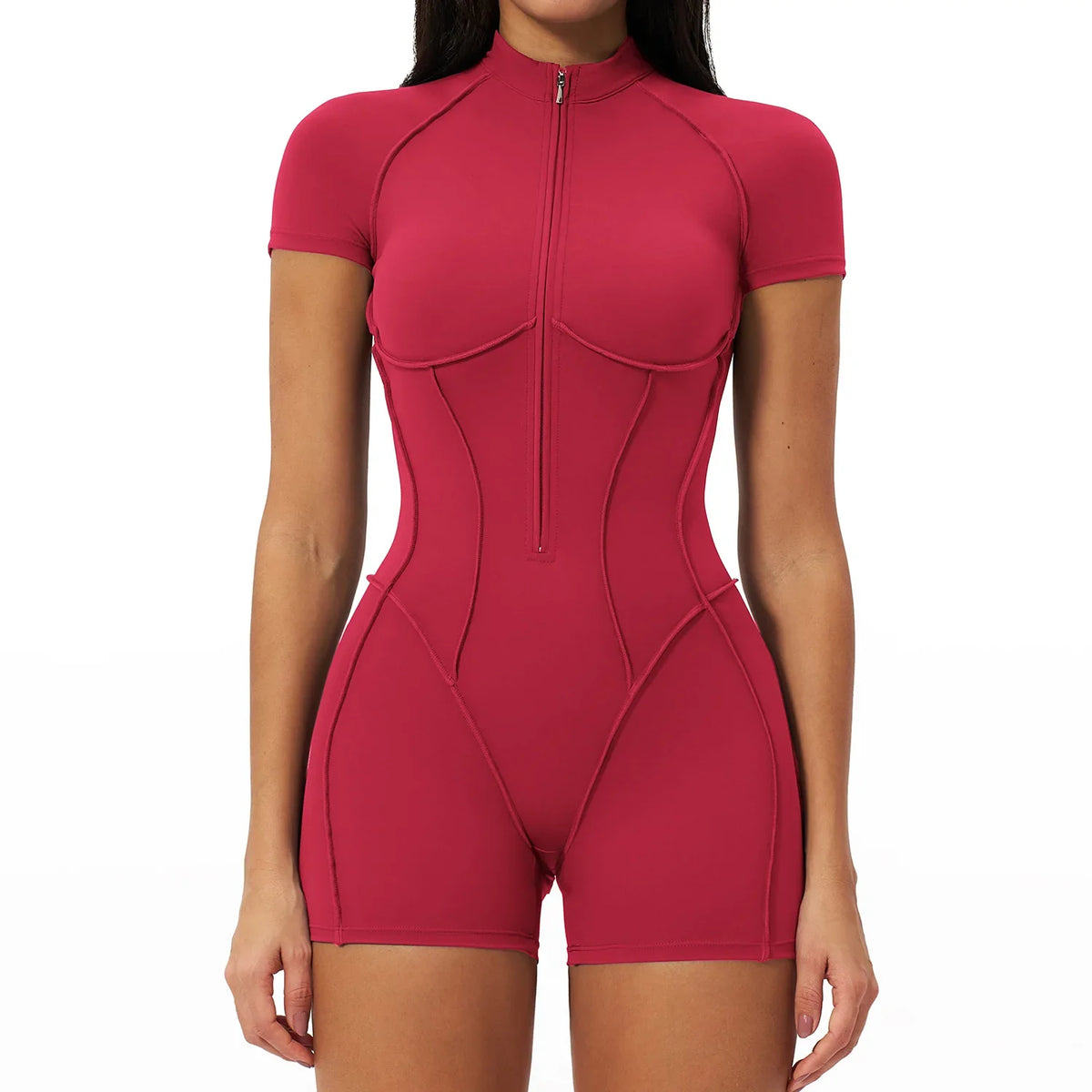 2026 Women Yoga Bodysuit Short Sleeve Zipper Jumpsuit Gym Tracksuit Sports Workout Romper Fitness One Piece Activewear Suit