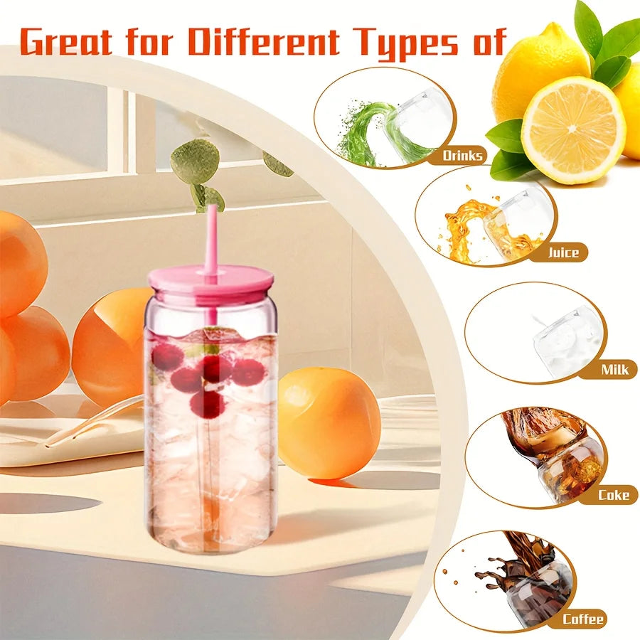 25 Pack Mason Jar Style 16oz Reusable Tumbler with Leak-Proof Lids & Straws - Colorful Water Bottles for Iced Coffee, Smoothies, Juice & Beverages - Perfect for Gym, Running, Cycling,Hiking, Beach, Pool Parties, BBQ, Picnics,