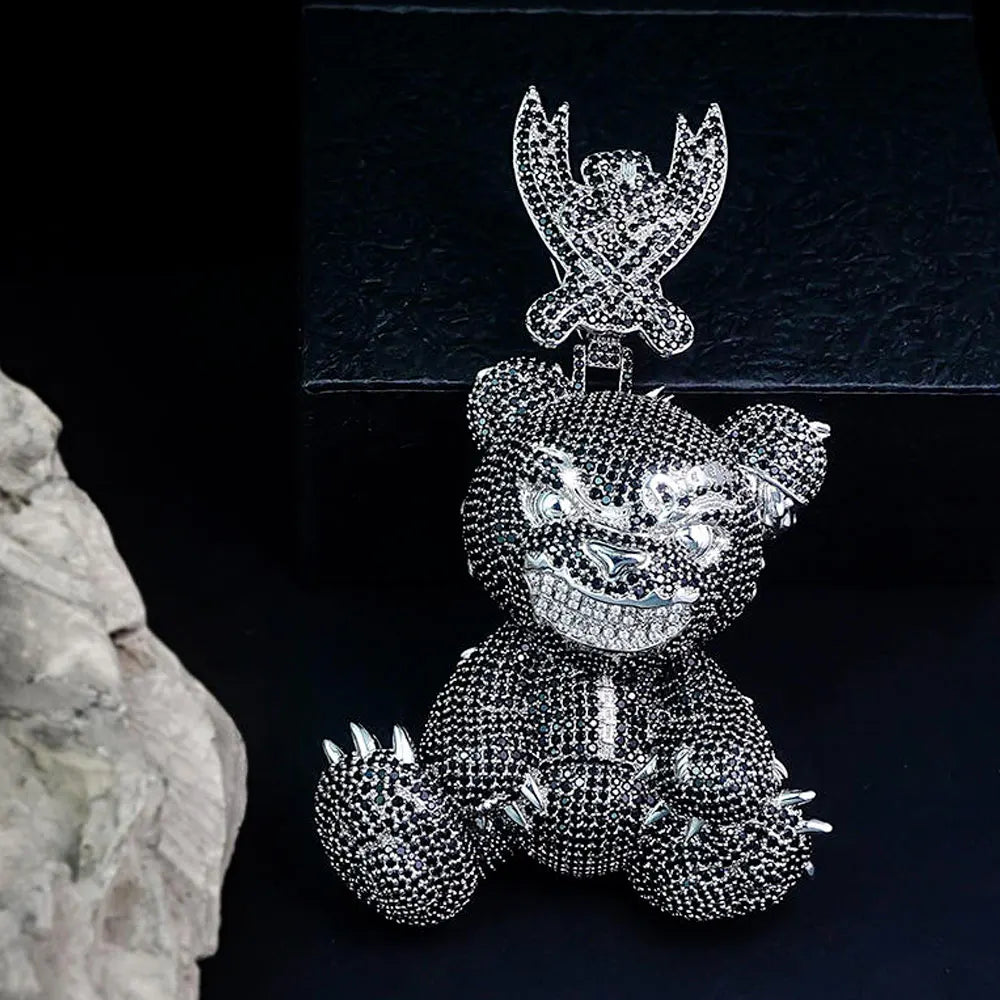 LYEE CYEE Hip Hop Animal Black Teddy Pendant Men's Concert Fashion Jewelry Men's and Women's Street Trend Unique Jewelry Birthday Gift Festival Gift Best Gift for Boyfriend