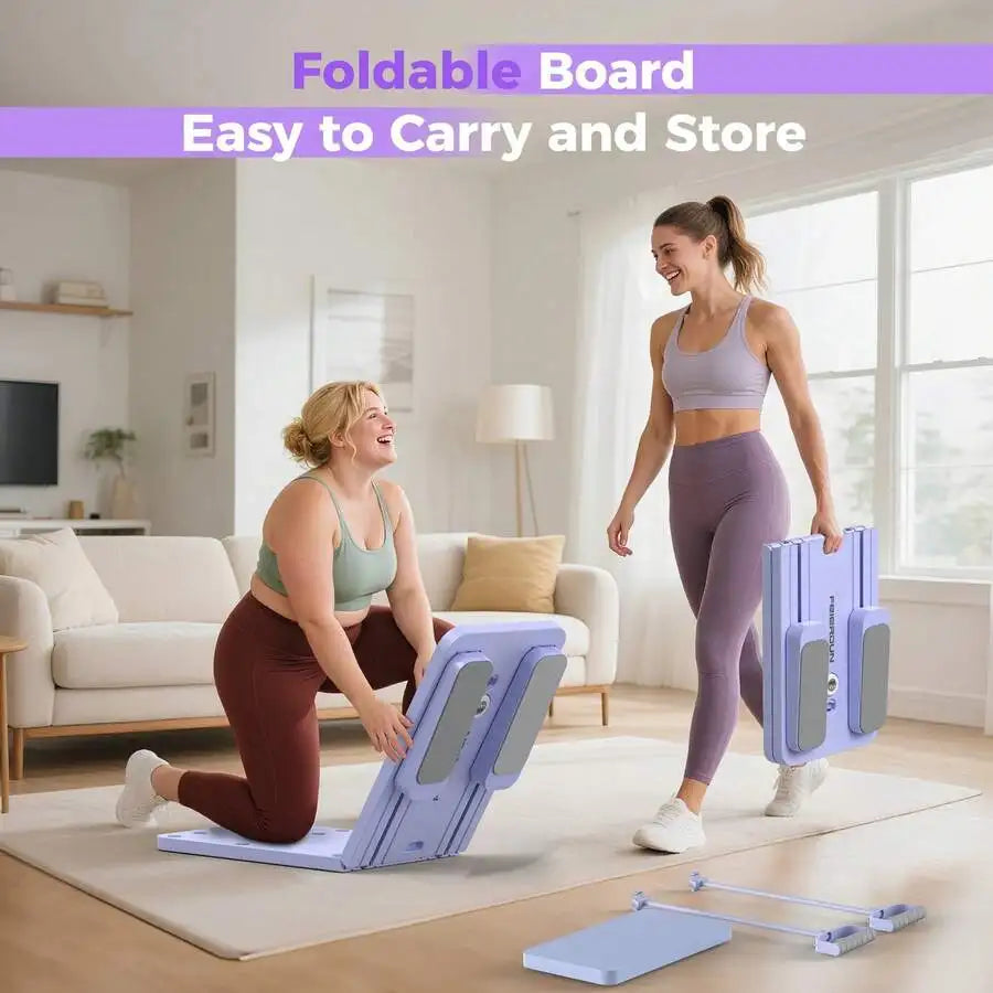 300 LBS Weight Capacity Multifunctional Fitness Board With Automatic Rebound, Core Training Ab Roller, Foldable Workout Machines - Full Body Workout Equipment, Home And Gym Pilates With Resistance Bands.Small Space Storage.