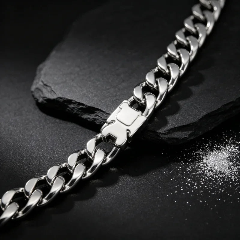 New Wide Silver Bear Necklace 42cm 9mm Chunky Sterling Silver Chain Statement Jewelry