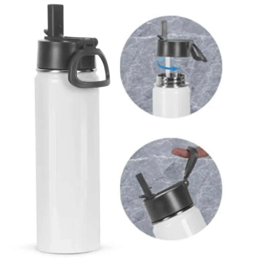 Sublimation Sports Water Bottle blanks, 22 Oz Sublimation Tumblers, Double Wall Stainless Steel Sports Water Bottle Flask with