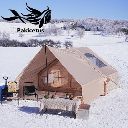 PAKICETUS Inflatable Camping Tent Luxury Glamping Tent with Roof Window Carry Bag Easy Setup Outdoor Tent for Family Weekend Trip Group Gathering, 4/6/8/10/12 Person
